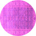 Round Machine Washable Oriental Pink Traditional Rug, wshurb1429pnk