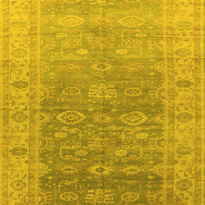 Machine Washable Oriental Yellow Traditional Rug, wshurb1429yw
