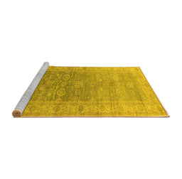 Sideview of Machine Washable Oriental Yellow Traditional Rug, wshurb1429yw