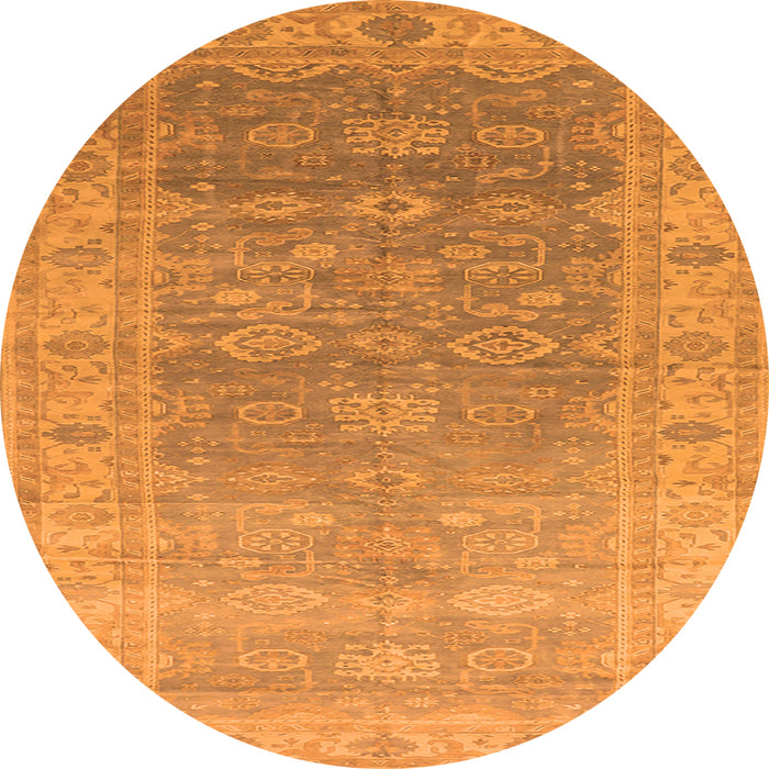 Round Machine Washable Oriental Orange Traditional Area Rugs, wshurb1429org