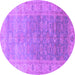 Round Oriental Purple Traditional Rug, urb1429pur