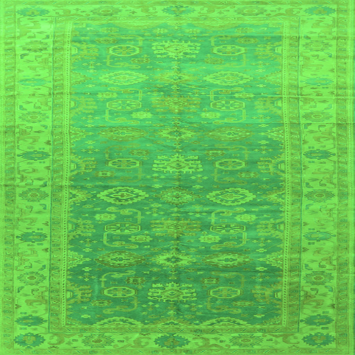 Square Oriental Green Traditional Rug, urb1429grn