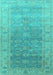 Machine Washable Oriental Turquoise Traditional Area Rugs, wshurb1429turq