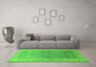 Machine Washable Oriental Green Traditional Area Rugs in a Living Room,, wshurb1429grn
