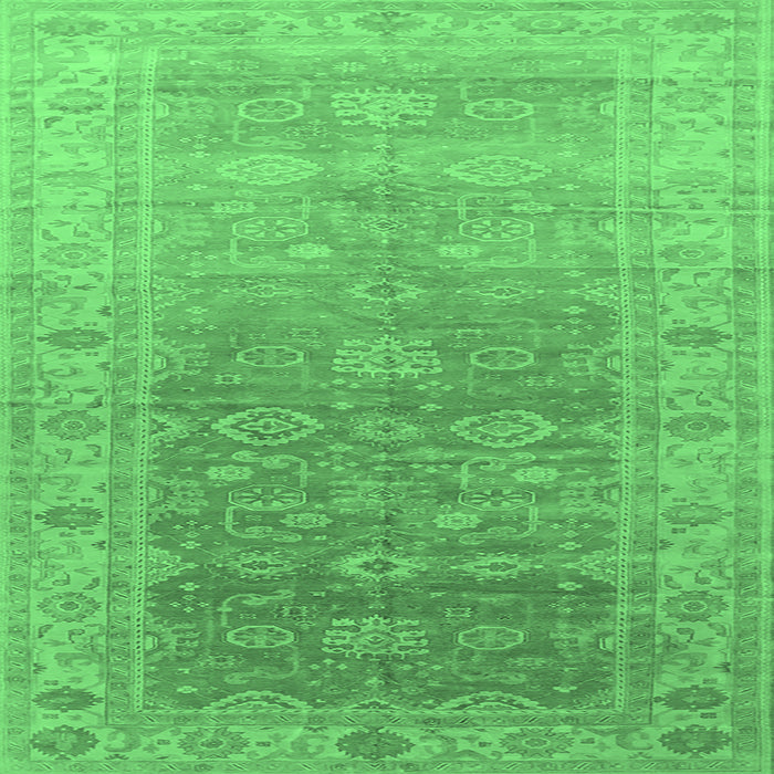 Square Oriental Emerald Green Traditional Rug, urb1429emgrn