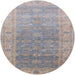 Round Mid-Century Modern Silver Pink Oriental Rug, urb1429