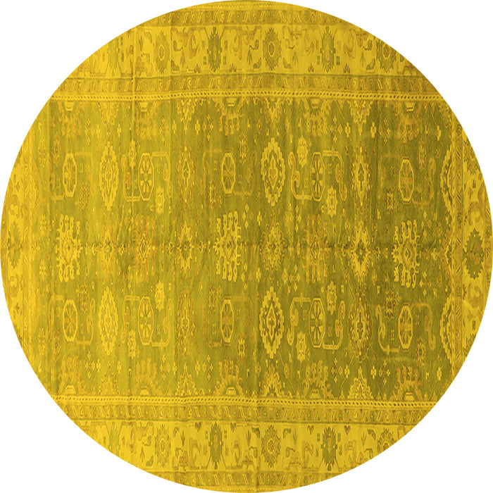 Round Oriental Yellow Traditional Rug, urb1429yw