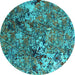 Round Oriental Turquoise Industrial Rug, urb1430turq