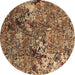 Round Machine Washable Oriental Brown Industrial Rug, wshurb1430brn