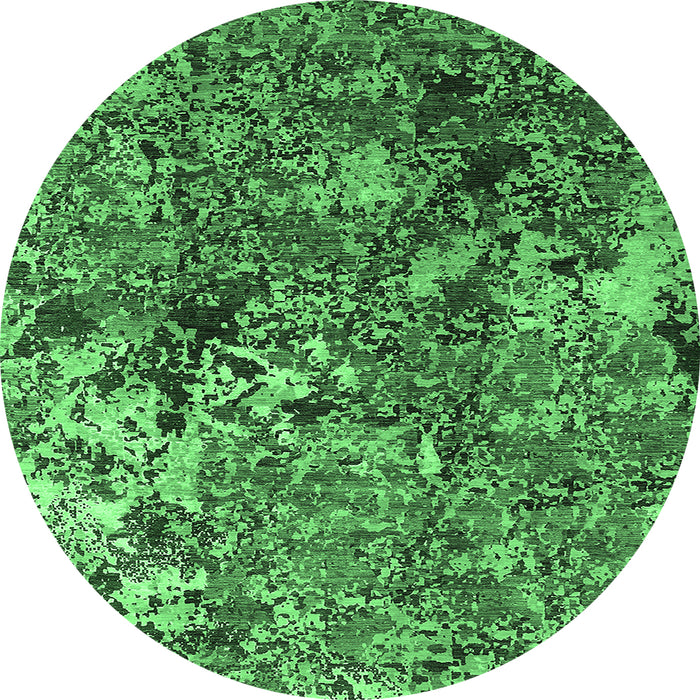 Round Oriental Emerald Green Industrial Rug, urb1430emgrn