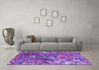 Machine Washable Oriental Purple Industrial Rug, wshurb1430pur