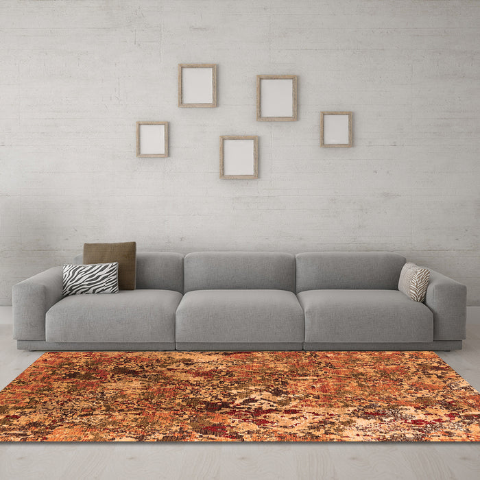 Machine Washable Oriental Orange Industrial Area Rugs in a Living Room, wshurb1430org