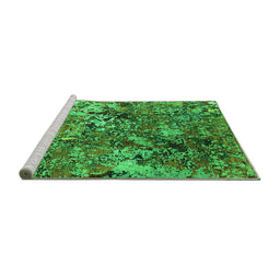 Sideview of Machine Washable Oriental Green Industrial Area Rugs, wshurb1430grn