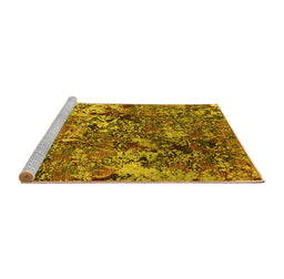 Sideview of Machine Washable Oriental Yellow Industrial Rug, wshurb1430yw
