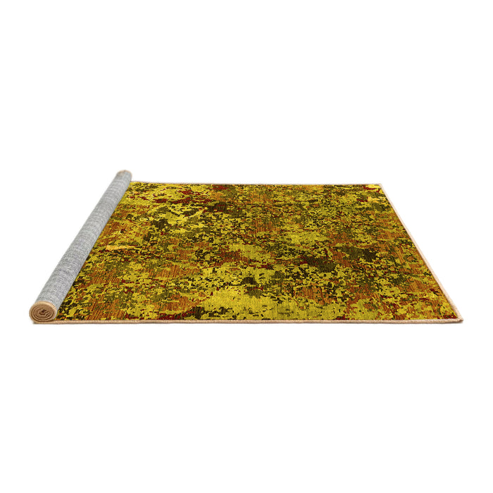 Sideview of Machine Washable Oriental Yellow Industrial Rug, wshurb1430yw