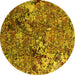 Round Machine Washable Oriental Yellow Industrial Rug, wshurb1430yw