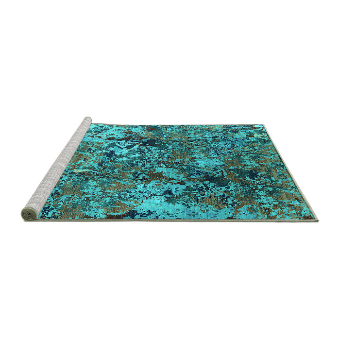 Sideview of Machine Washable Oriental Turquoise Industrial Area Rugs, wshurb1430turq