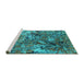 Sideview of Machine Washable Oriental Turquoise Industrial Area Rugs, wshurb1430turq