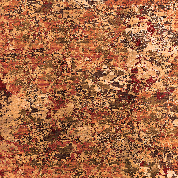 Square Machine Washable Oriental Orange Industrial Area Rugs, wshurb1430org