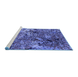 Sideview of Machine Washable Oriental Blue Industrial Rug, wshurb1430blu