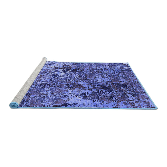 Sideview of Machine Washable Oriental Blue Industrial Rug, wshurb1430blu