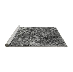 Sideview of Machine Washable Oriental Gray Industrial Rug, wshurb1430gry