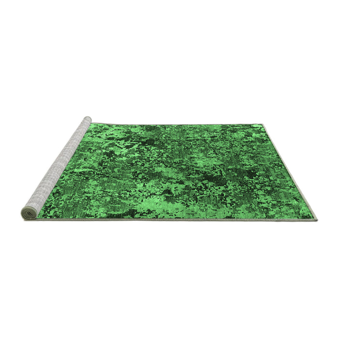 Sideview of Machine Washable Oriental Emerald Green Industrial Area Rugs, wshurb1430emgrn