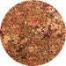 Round Machine Washable Oriental Orange Industrial Area Rugs, wshurb1430org