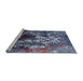 Sideview of Machine Washable Industrial Modern Blue Rug, wshurb1431