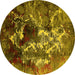 Round Oriental Yellow Industrial Rug, urb1431yw