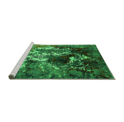 Sideview of Machine Washable Oriental Green Industrial Area Rugs, wshurb1431grn