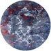 Round Machine Washable Industrial Modern Blue Rug, wshurb1431