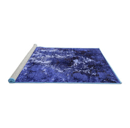 Sideview of Machine Washable Oriental Blue Industrial Rug, wshurb1431blu