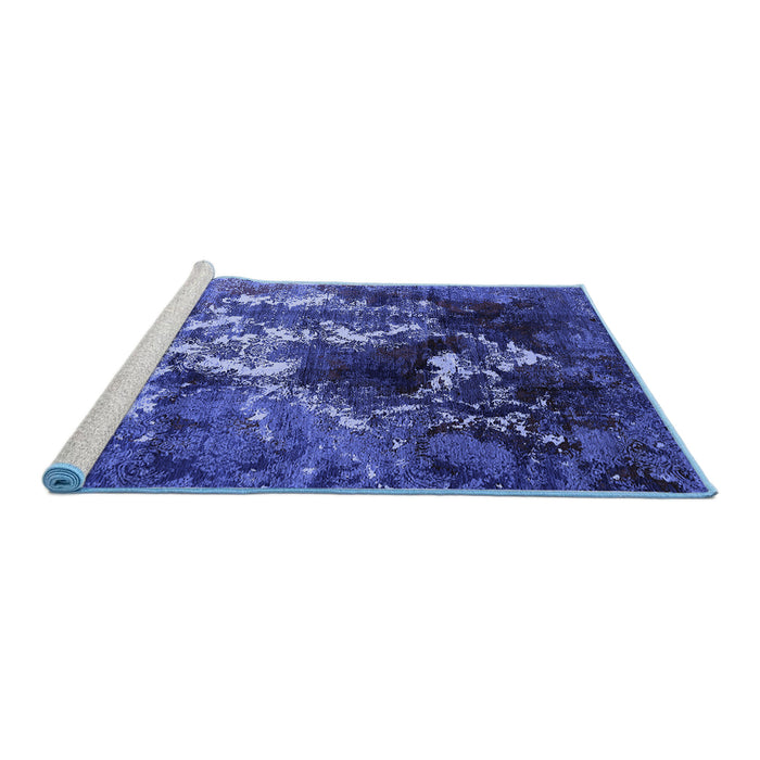 Sideview of Machine Washable Oriental Blue Industrial Rug, wshurb1431blu