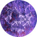 Round Oriental Purple Industrial Rug, urb1431pur