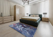 Mid-Century Modern Blue Oriental Rug in a Bedroom, urb1431