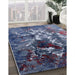 Mid-Century Modern Blue Oriental Rug in Family Room, urb1431