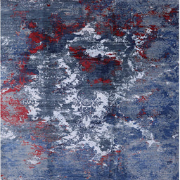 Square Machine Washable Industrial Modern Blue Rug, wshurb1431