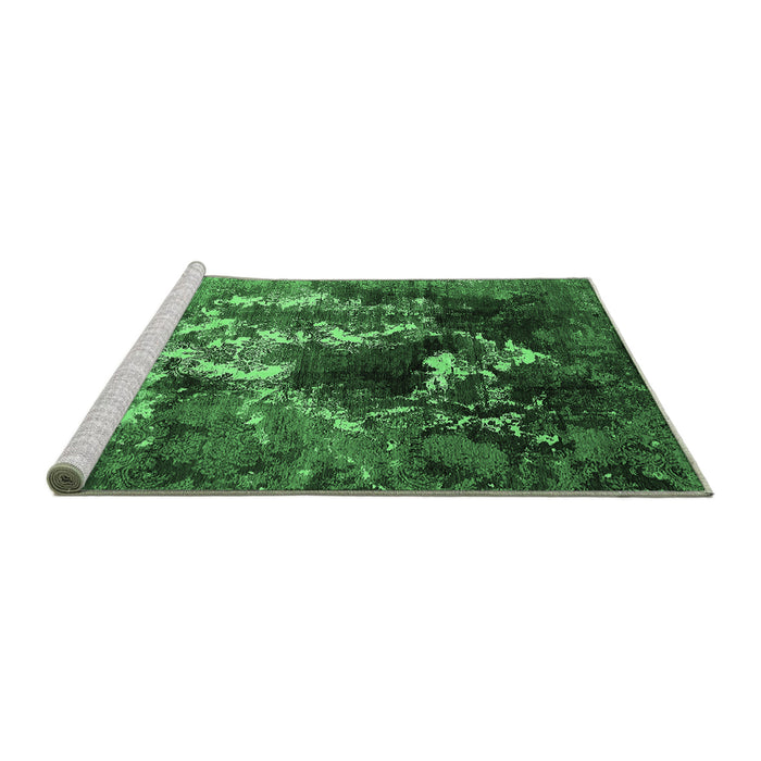 Sideview of Machine Washable Oriental Emerald Green Industrial Area Rugs, wshurb1431emgrn