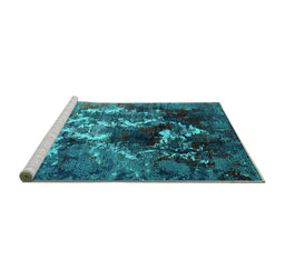 Sideview of Machine Washable Oriental Turquoise Industrial Area Rugs, wshurb1431turq