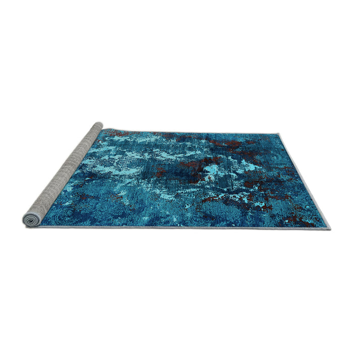 Sideview of Machine Washable Oriental Light Blue Industrial Rug, wshurb1431lblu