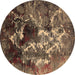 Round Oriental Brown Industrial Rug, urb1431brn