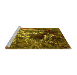Sideview of Machine Washable Oriental Yellow Industrial Rug, wshurb1431yw