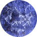 Round Oriental Blue Industrial Rug, urb1431blu