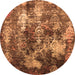 Round Machine Washable Oriental Orange Industrial Area Rugs, wshurb1432org