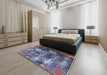 Mid-Century Modern Purple Oriental Rug in a Bedroom, urb1432