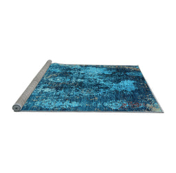Sideview of Machine Washable Oriental Light Blue Industrial Rug, wshurb1432lblu