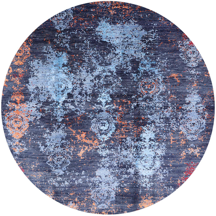 Round Mid-Century Modern Purple Oriental Rug, urb1432