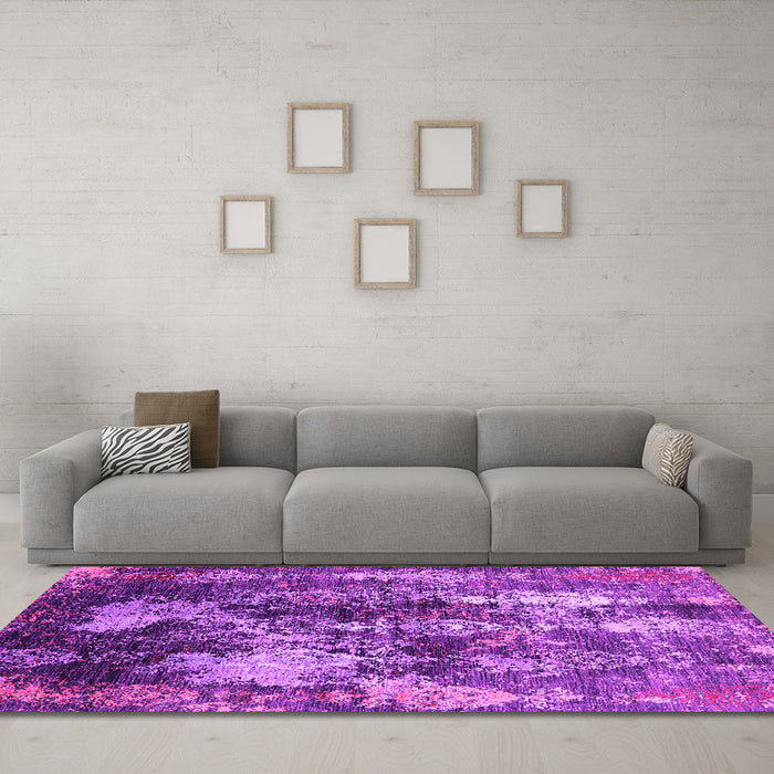 Machine Washable Oriental Pink Industrial Rug in a Living Room, wshurb1432pnk