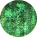 Round Oriental Green Industrial Rug, urb1432grn